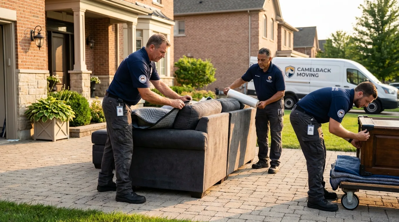 Large estate moving crew wrapping furniture in Winnetka, IL